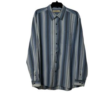 Tommy Bahama Men’s Shirt Blue Striped 100% Silk